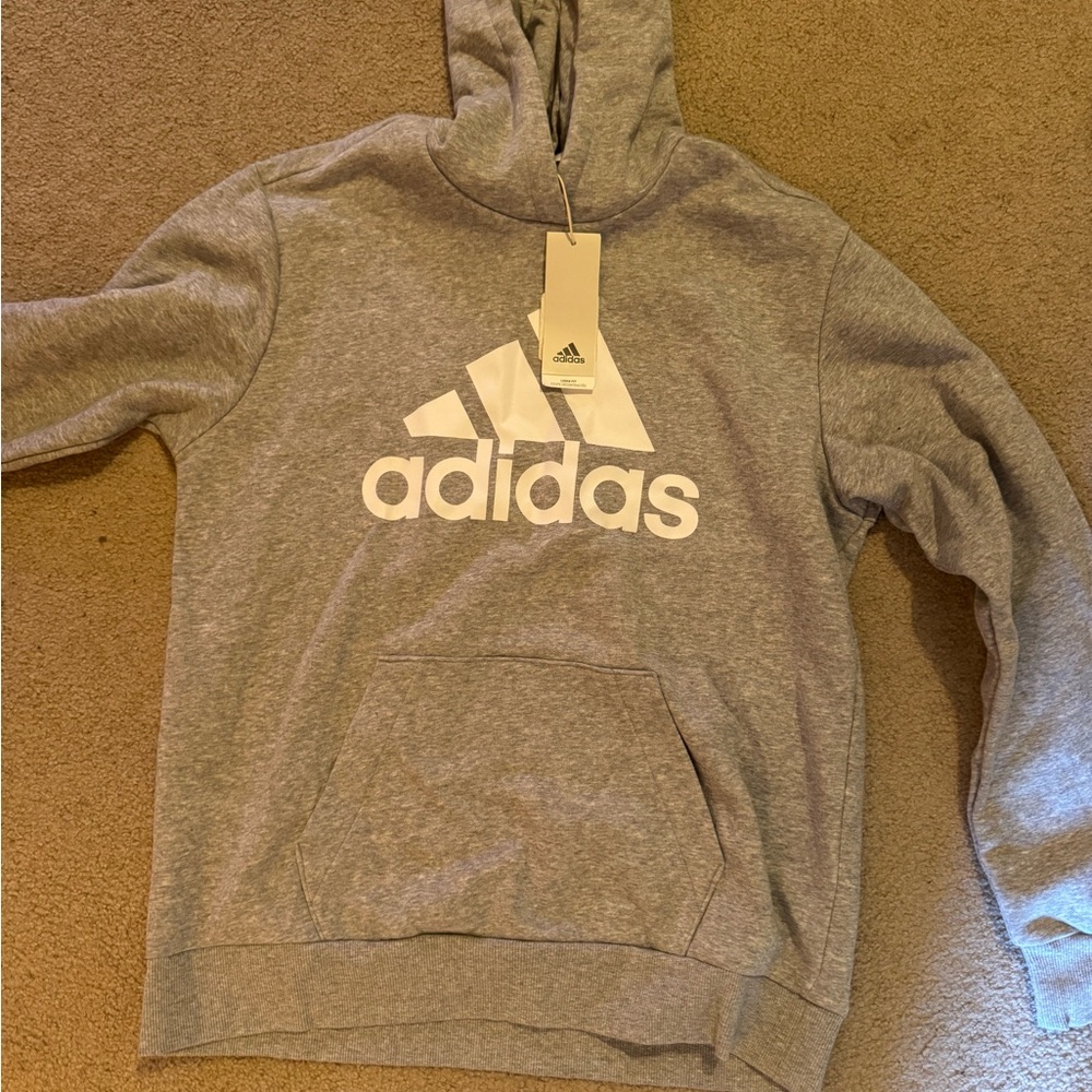 adidas Men’s Gray Crewneck Hoodie with White Logo